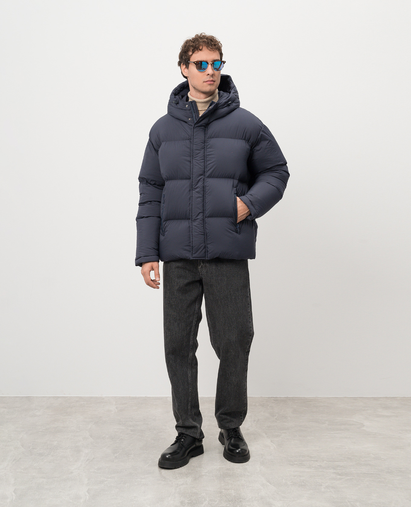 Blue down jacket with metallic logo Herno 2