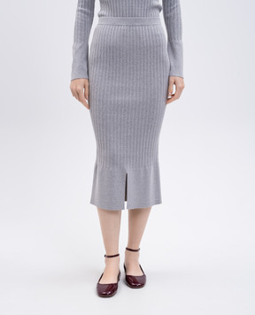 Twinset Gray ribbed midi skirt 252LI3CBB