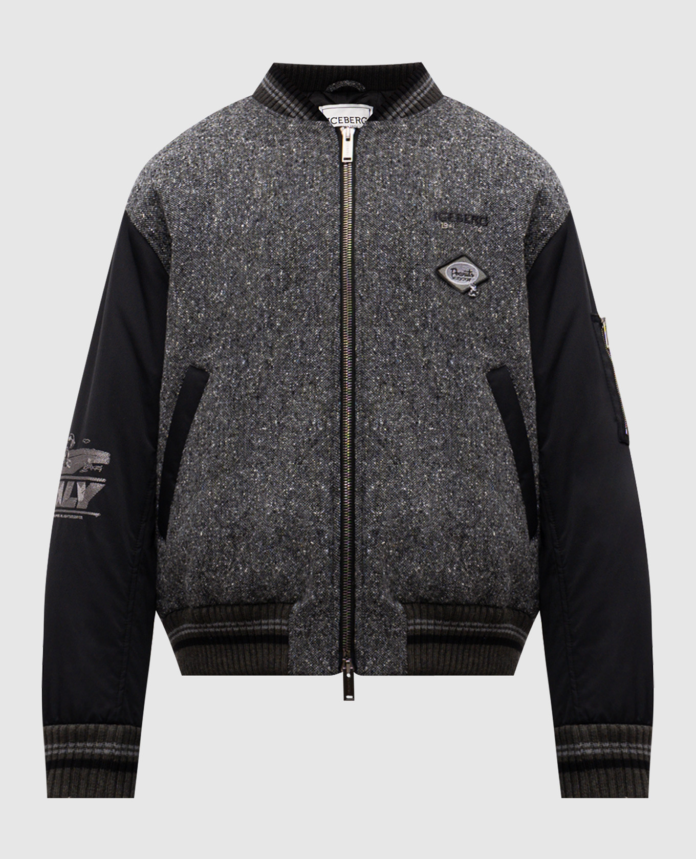 

Gray bomber jacket with wool and silk Iceberg, Grey