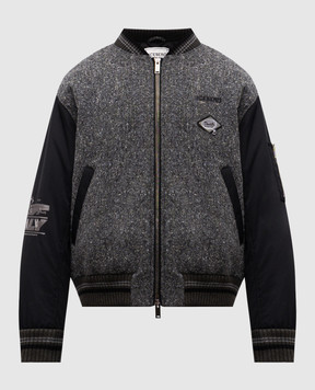 Iceberg Gray bomber jacket with wool and silk O0203083