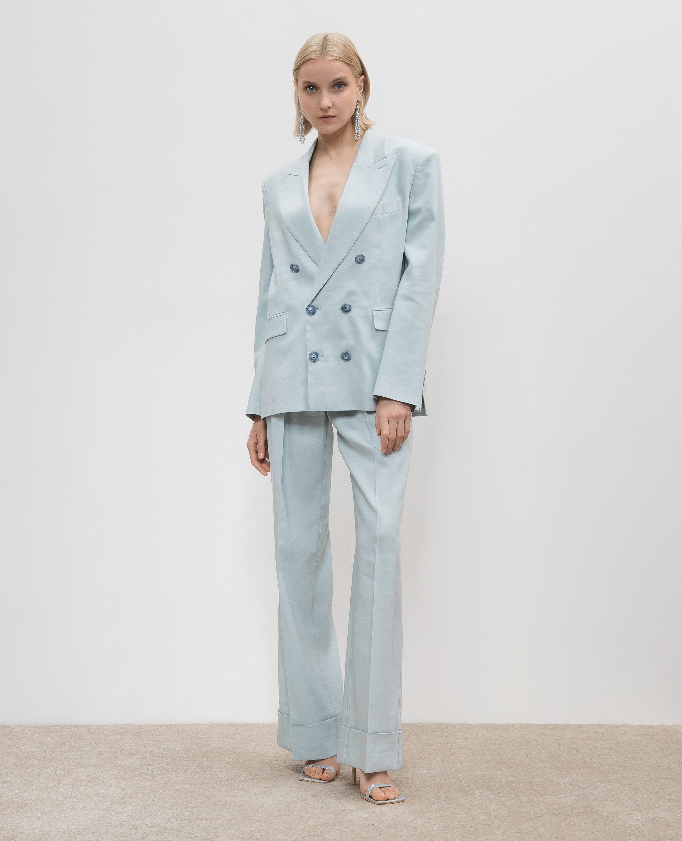 

Blue Nathalie trousers with linen The Andamane, Light blue