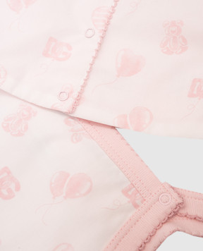 Dolce&Gabbana Children's pink jumpsuit and shirt set L2JO3MG7O1C