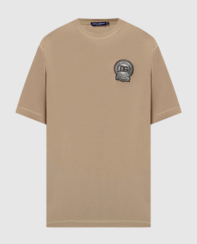Dolce&Gabbana Beige t-shirt with logo patch G8PN9ZG7NYE