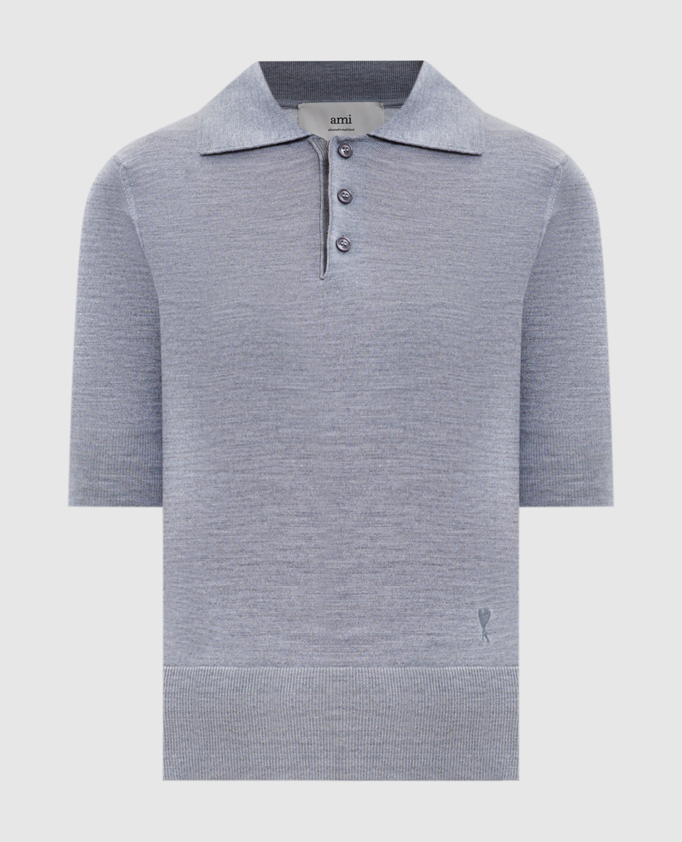 

Gray wool and silk polo shirt Ami Paris, Grey