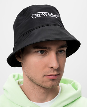 Off-White Black Panama hat with logo OMLA034C99FAB006