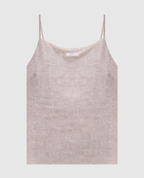 Peserico Beige linen top with monil chain S0801802600