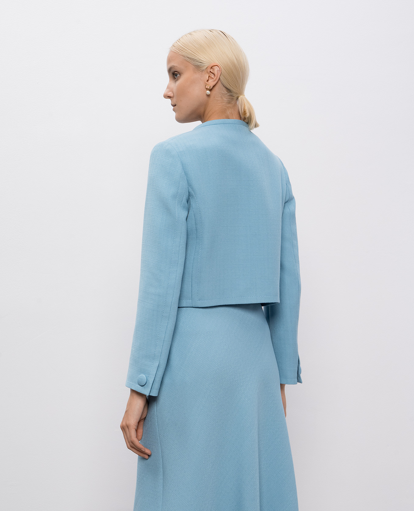 Blue cropped jacket with crystals Valentino 4