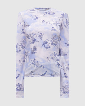 Off-White Blue long-sleeve shirt with fresco print OWAD136S25JER003