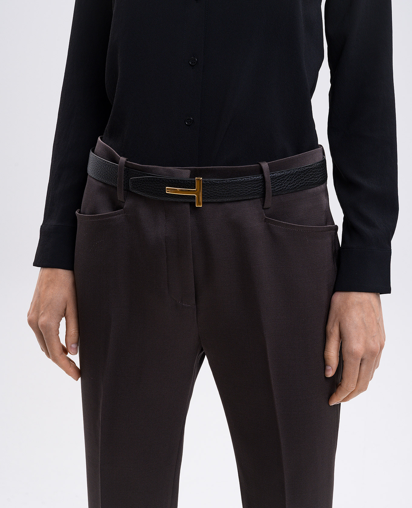 

Black leather reversible belt with monogram logo Tom Ford