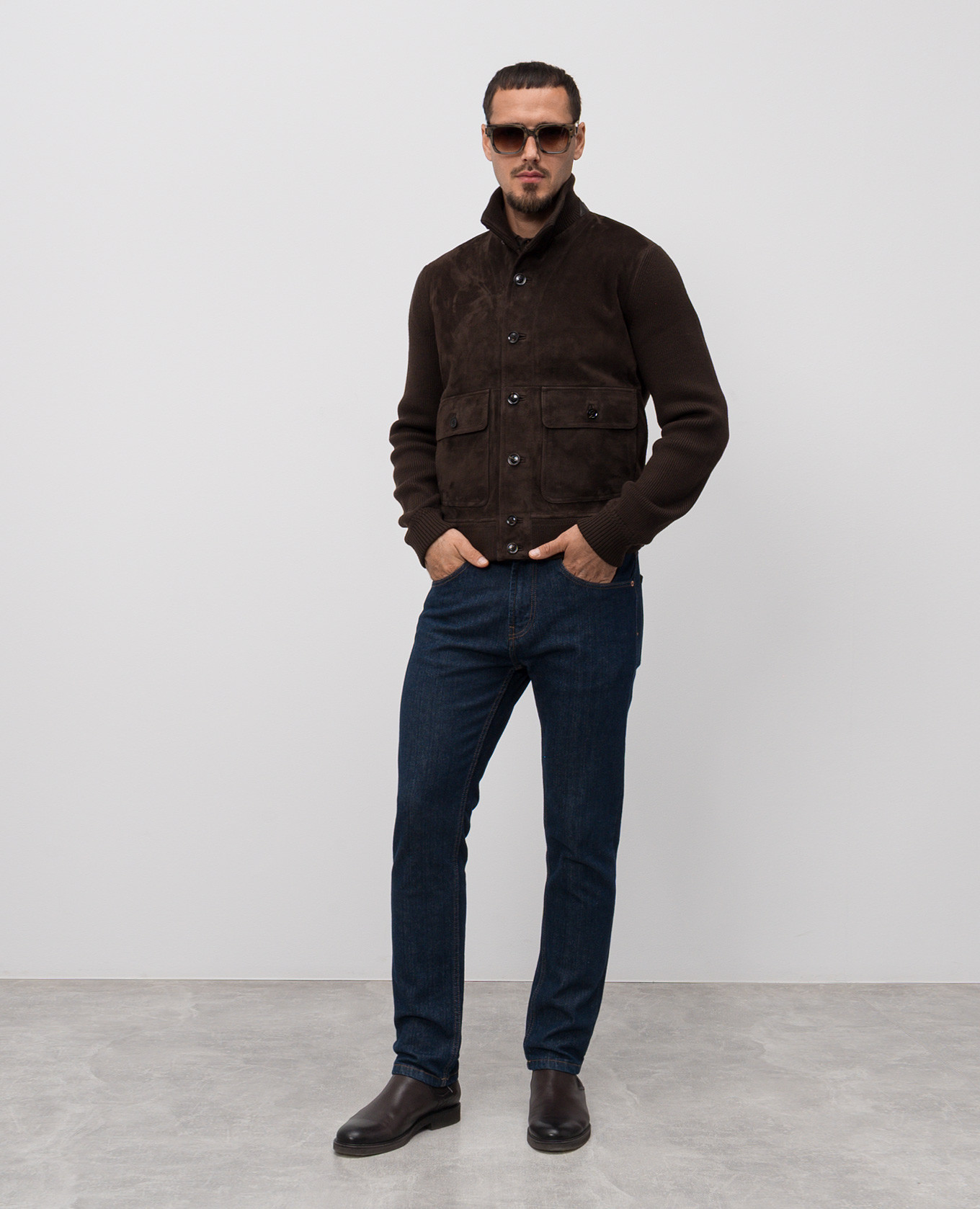 

Brown wool and suede combination jacket Tom Ford