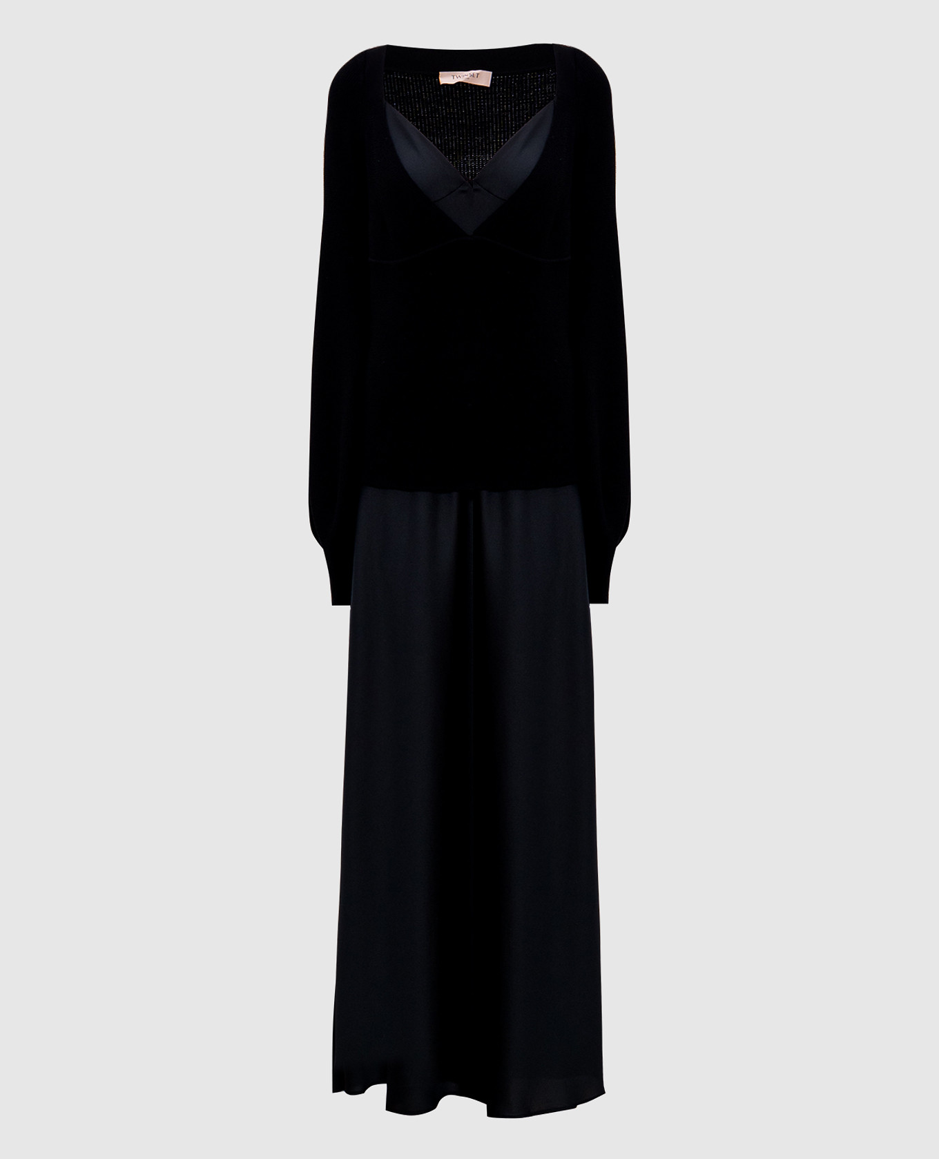 

Black maxi dress and pullover set Twinset, Черный