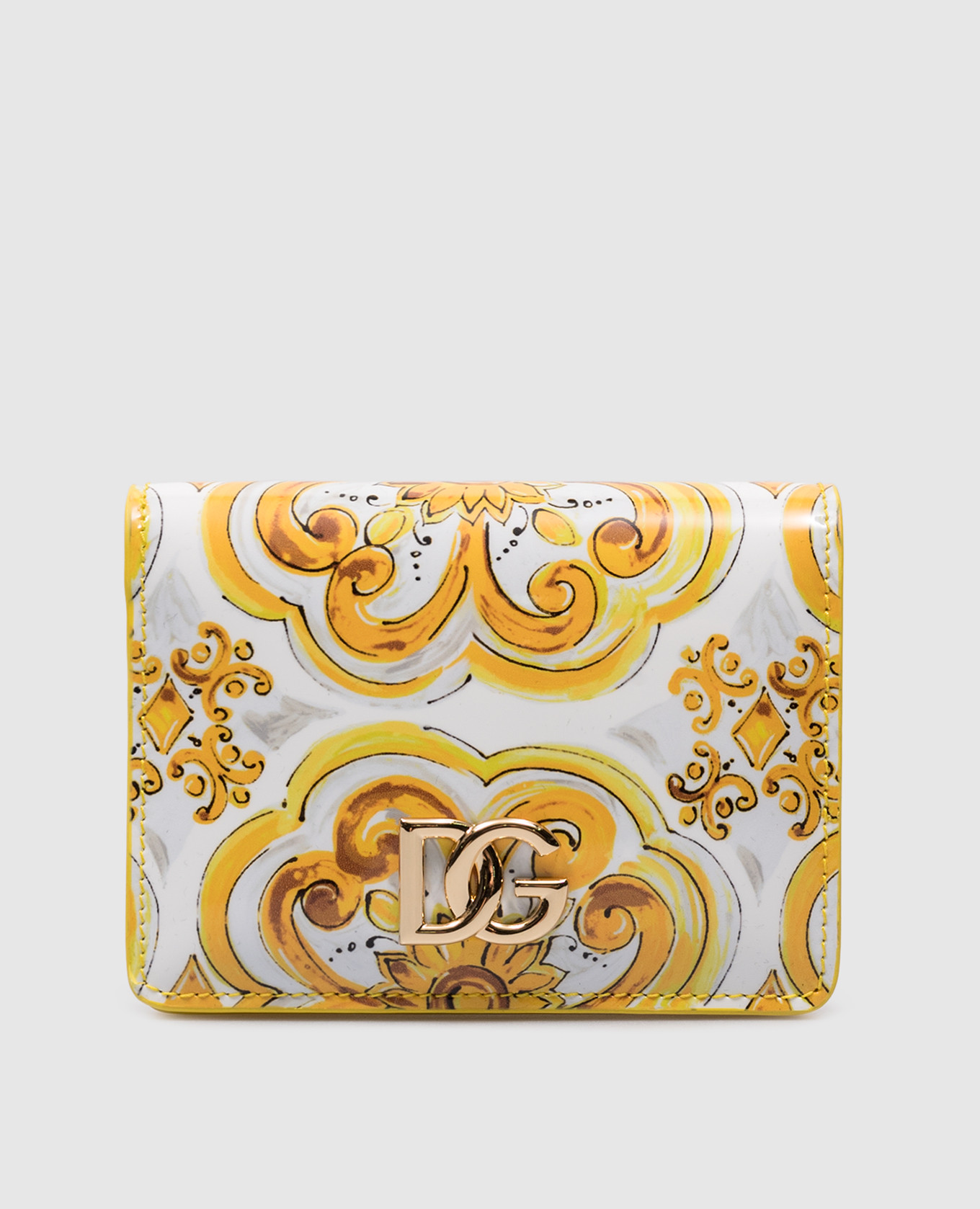 

Continental white glossy leather purse in Majolica print Dolce&Gabbana