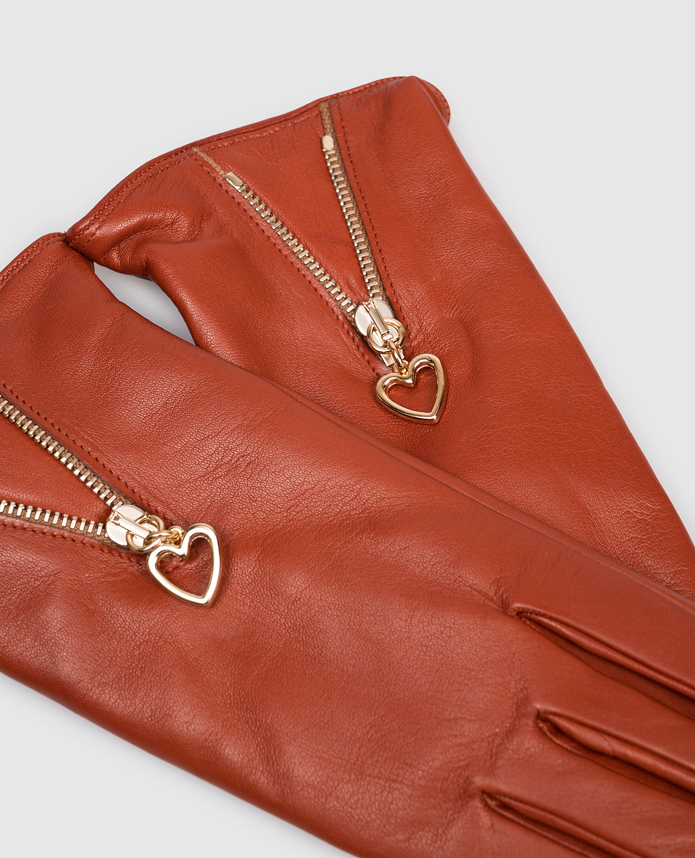 

Brown leather gloves with zipper Sermoneta Gloves