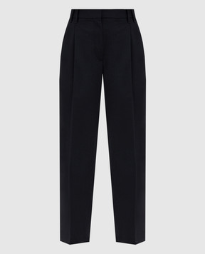 Brunello Cucinelli Blue wool trousers with monil chain MPW07P8308