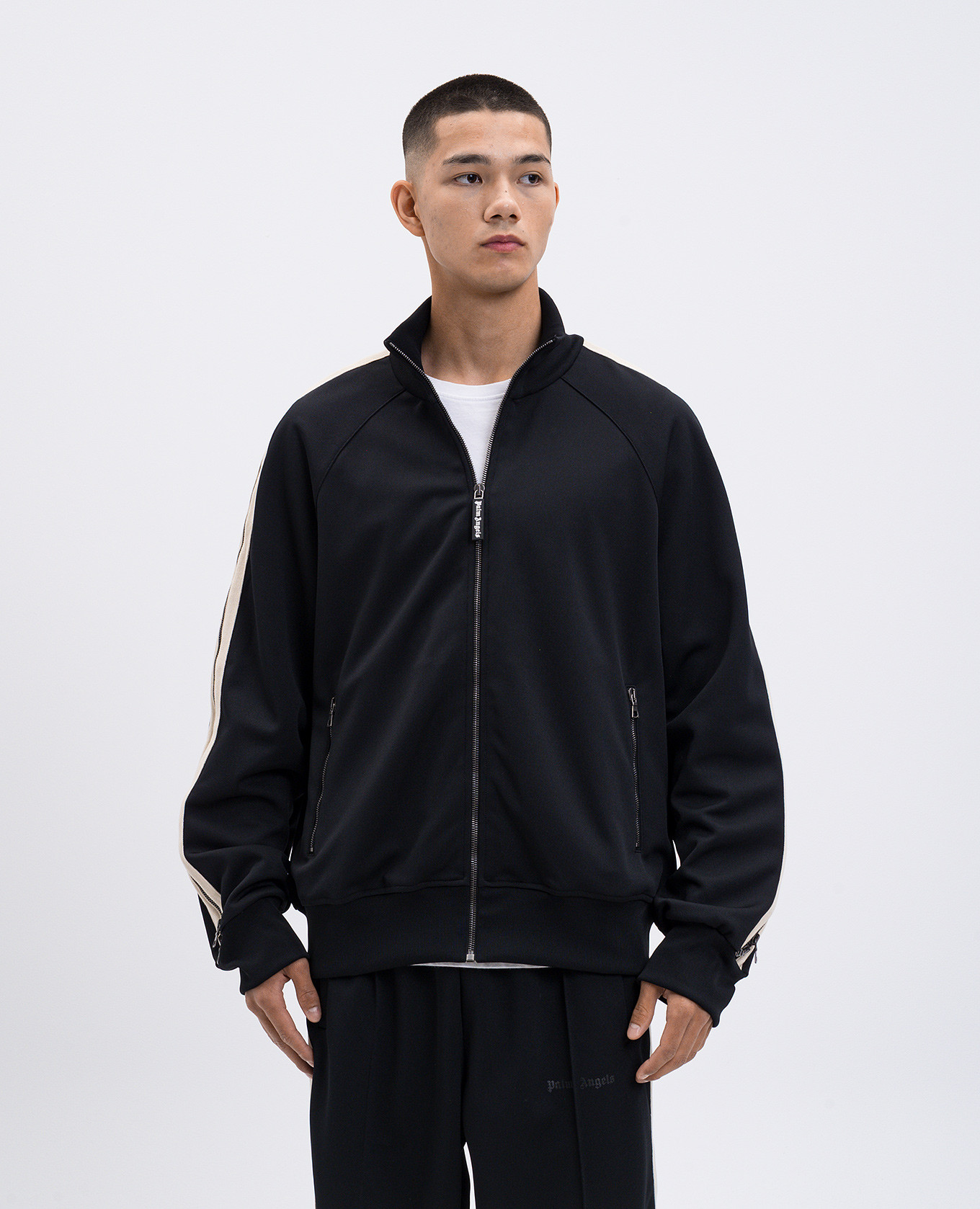 

Black sports jacket with logo print Palm Angels