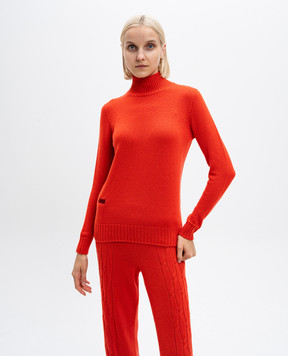 Agnona Red cashmere sweater with metallic logo K2020684K080F