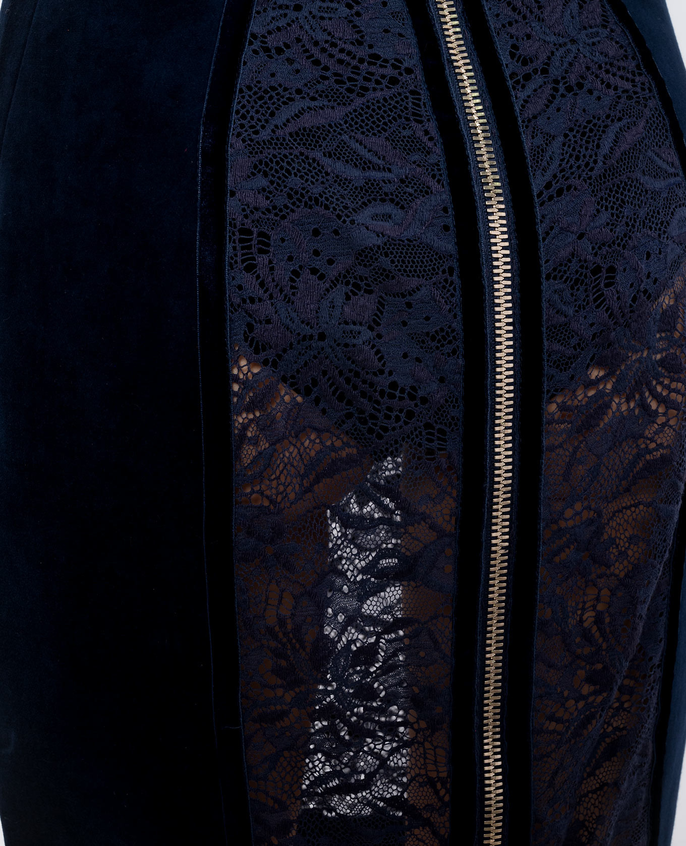 

Blue velvet mini skirt with lace Balmain