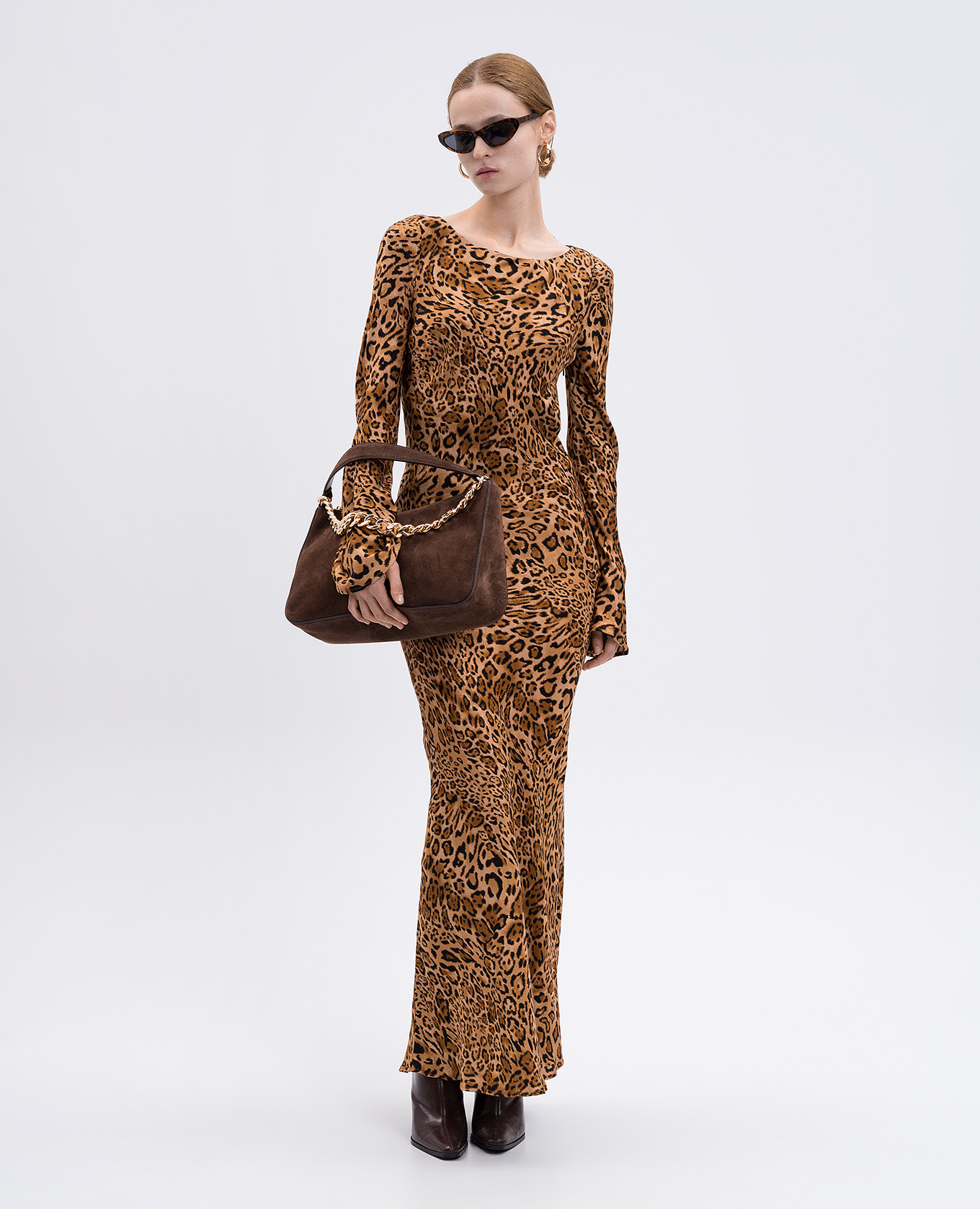 

Brown animal print maxi dress Twinset