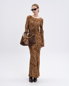 Twinset Brown animal print maxi dress 252TP2471