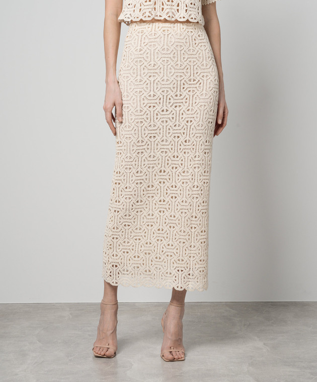 Jupe Femme Mug - Taille 40 - Blanc - Macramé Et Broderie - Asymétrique