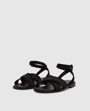 Doucal's Black suede sandals with monil chain DD8773MARNUF229
