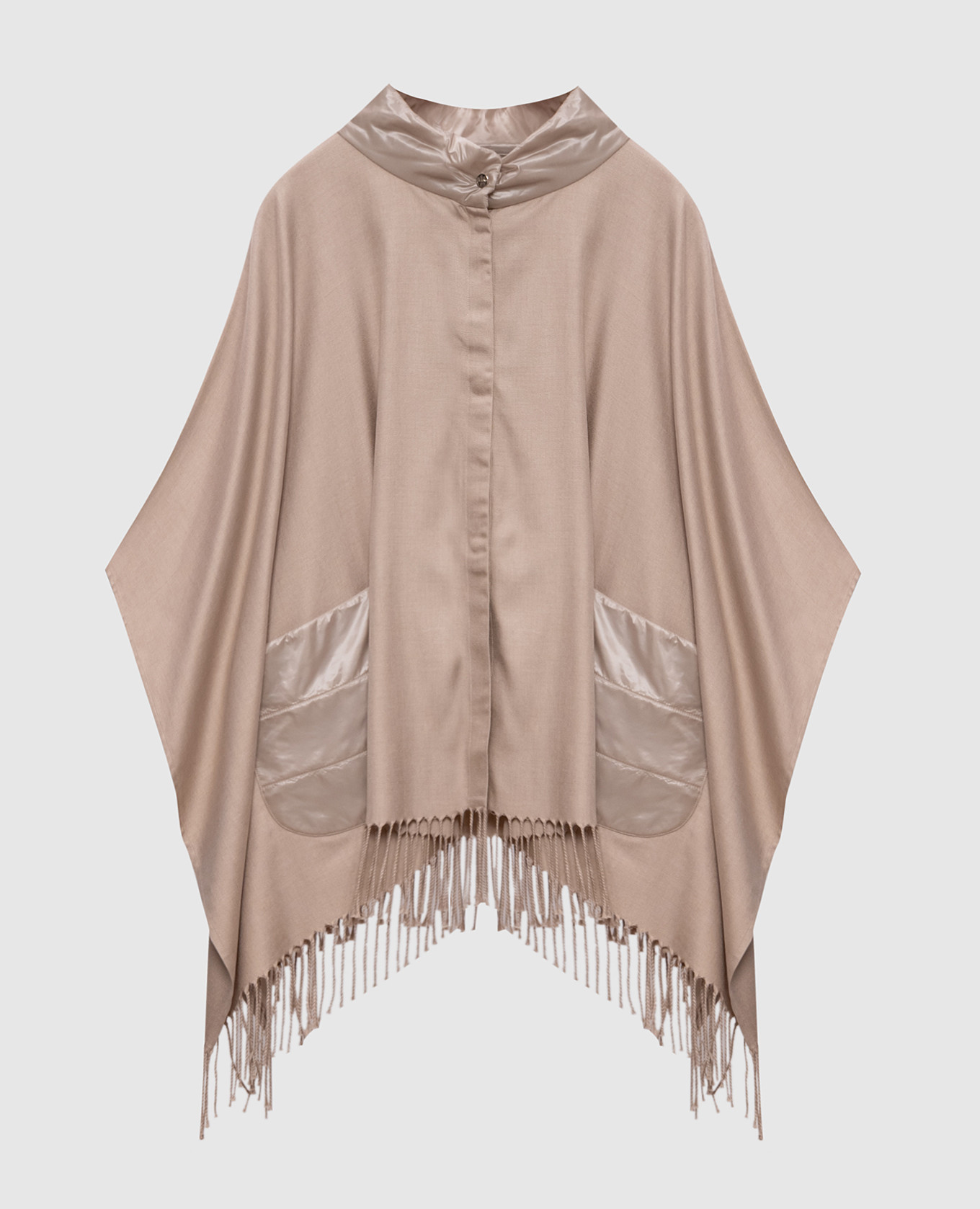

Beige silk poncho with fringe Herno