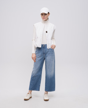 MooRER ZEFY white vest with linen ZEFYWFC