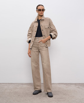 Brunello Cucinelli Gray longsleeve with monil chain M0TC8BJ300
