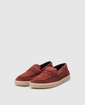 Canali Burgundy suede loafers RB00929561204