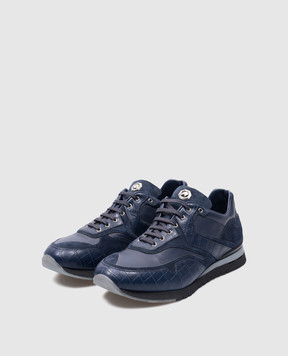 Stefano Ricci Blue leather sneakers with logo UF017G6213CSVTSD