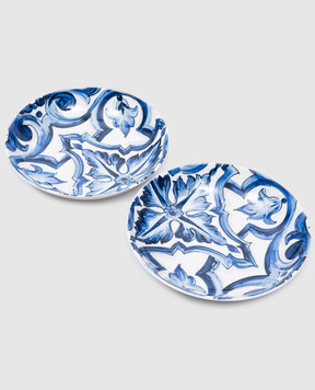 Dolce&Gabbana A set of porcelain plates for first courses in the Blu Mediterraneo print TC0S05TCA38