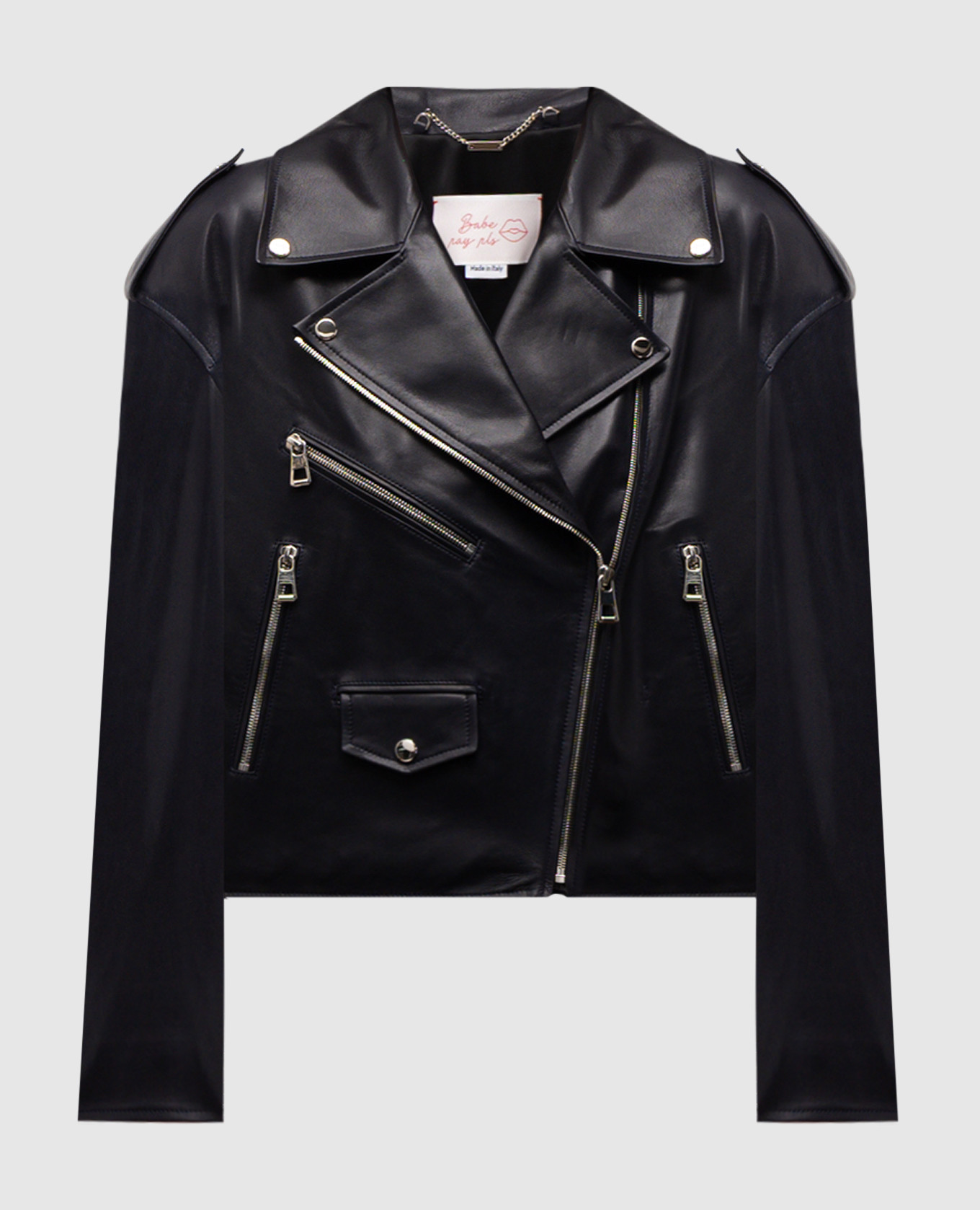 

Blue glossy leather jacket Babe Pay Pls