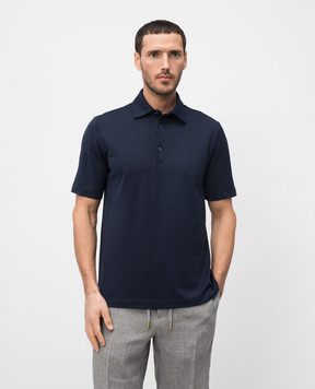 CAPOBIANCO Blue polo shirt with logo patch 18M601TM004656