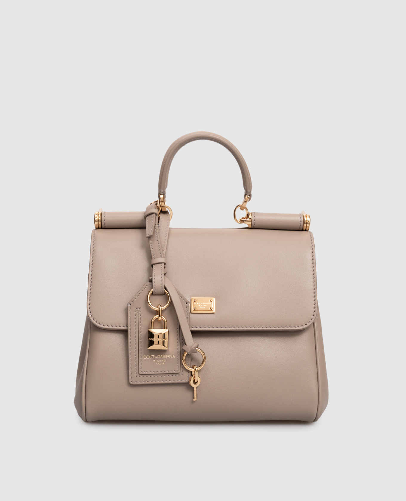 

Beige leather Sicily satchel bag with logo Dolce&Gabbana