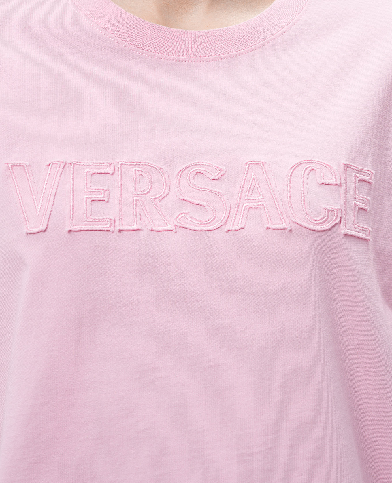 Pink T-shirt with logo patch Versace 5