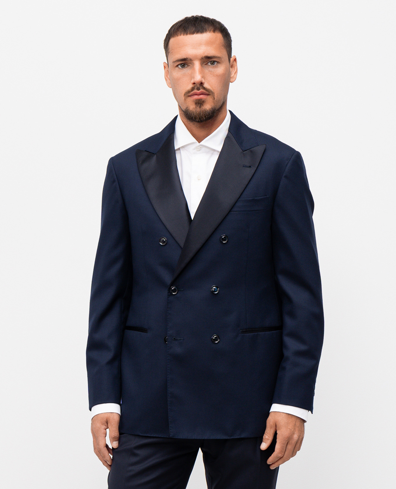 

Blue double-breasted cashmere jacket Brunello Cucinelli