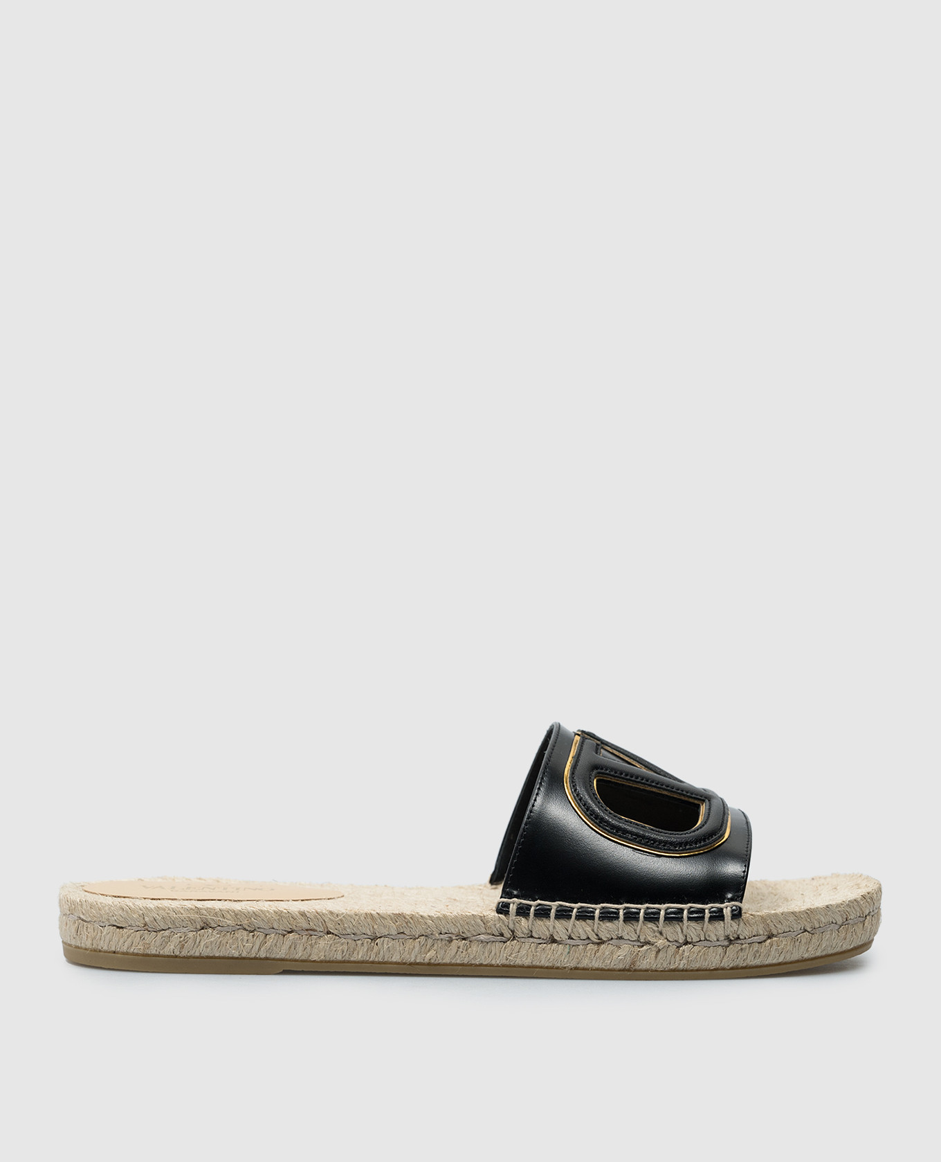 Vlogo black leather flip flops valentino