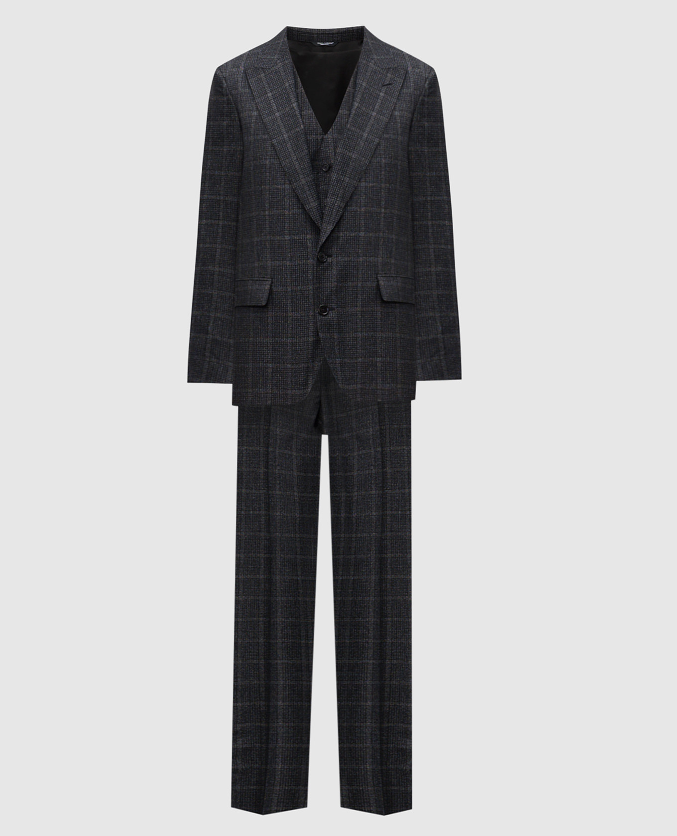 Gray wool check suit Dolce&Gabbana