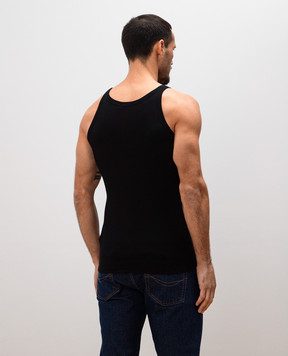 Dolce&Gabbana Black ribbed T-shirt with logo patch M8C19JONN96
