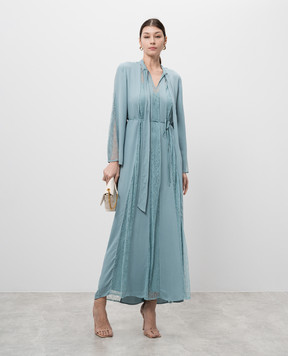 Twinset Blue maxi dress with lace 251TP2411