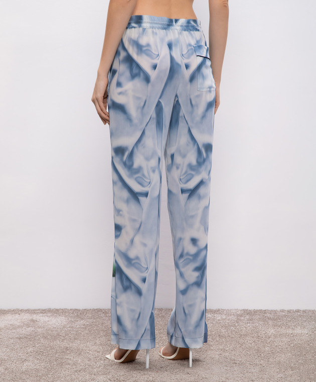 Victoria Beckham - Blue silk pants with an abstract print in Victoria Beckham - Blue silk pants with an abstract print in