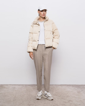 Peserico Beige down jacket with brand patch S2410606104