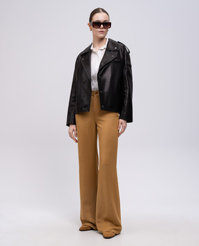 Dondup Amber beige flared pants with linen DP619IF0041DXXX