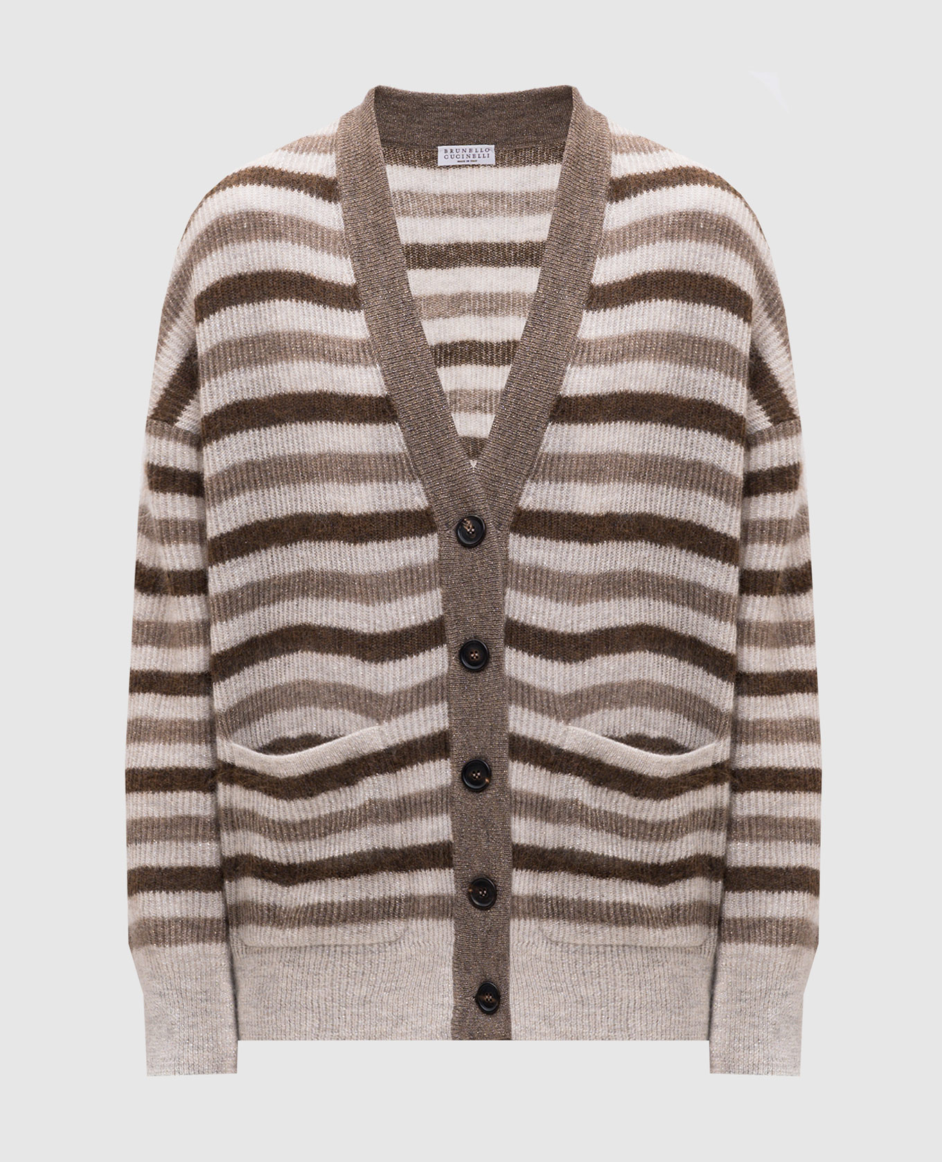 

Beige striped wool cardigan Brunello Cucinelli