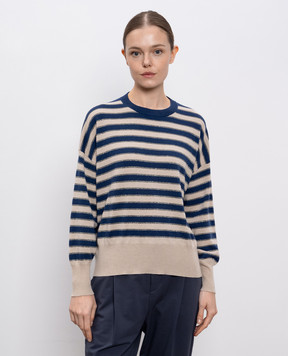Brunello Cucinelli Blue striped cashmere jumper M12205920P