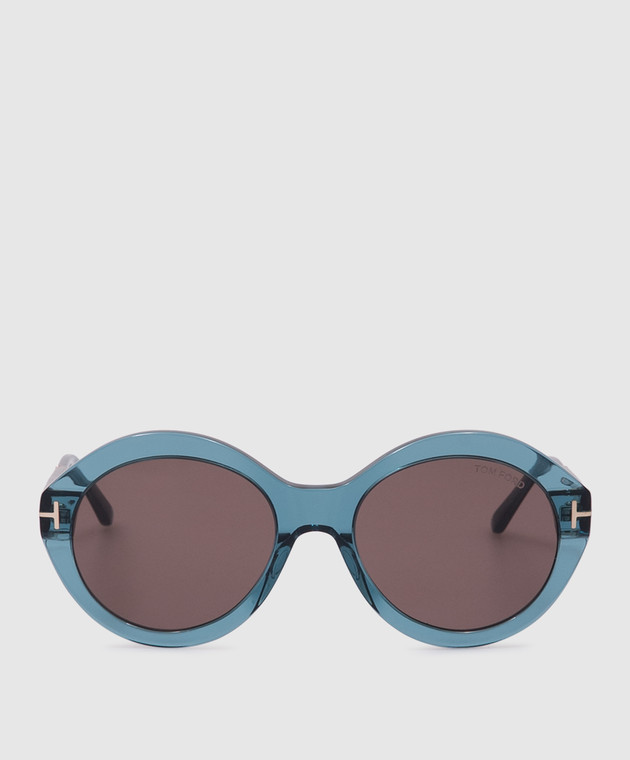Tom Ford FT1088 Sunglasses Blue Acetate/Metal Tom Ford Leigh-02 Sunglasses FT1115 92P Shiny Blue - eye-oo.com main image 4