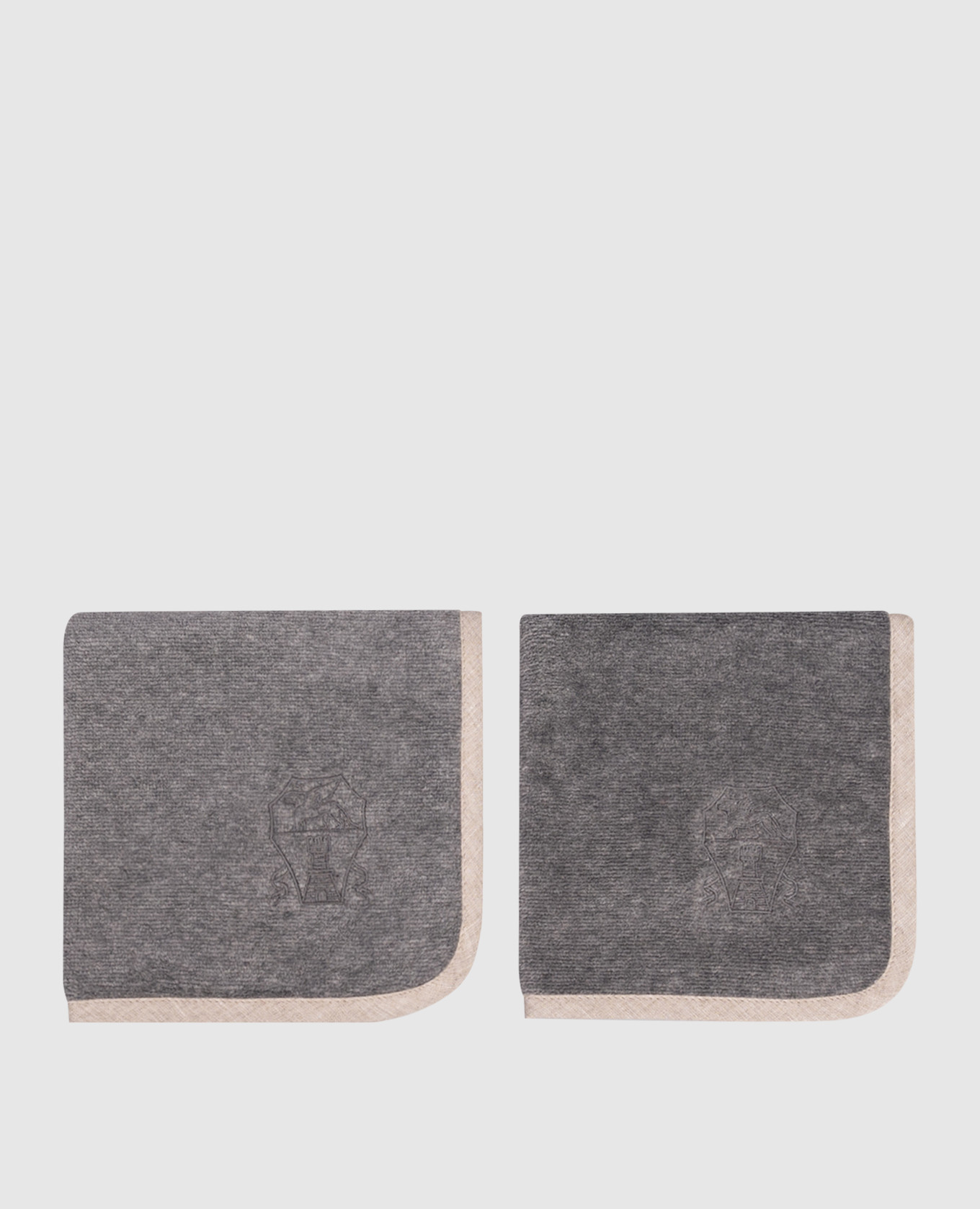 Set of gray terry towels with embroidered logo emblem Brunello Cucinelli