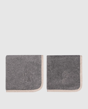 Brunello Cucinelli Set of gray terry towels with embroidered logo emblem MLB925153