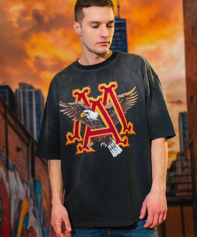 AMIRI - Black EAGLE T-shirt with vintage effect AMJYTE1127 - shop