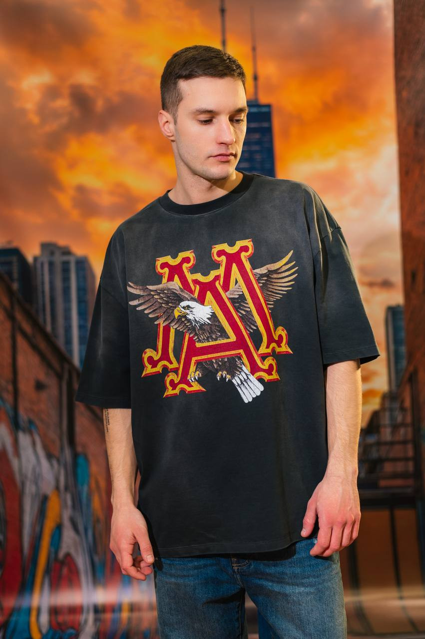 

Black EAGLE T-shirt with vintage effect AMIRI